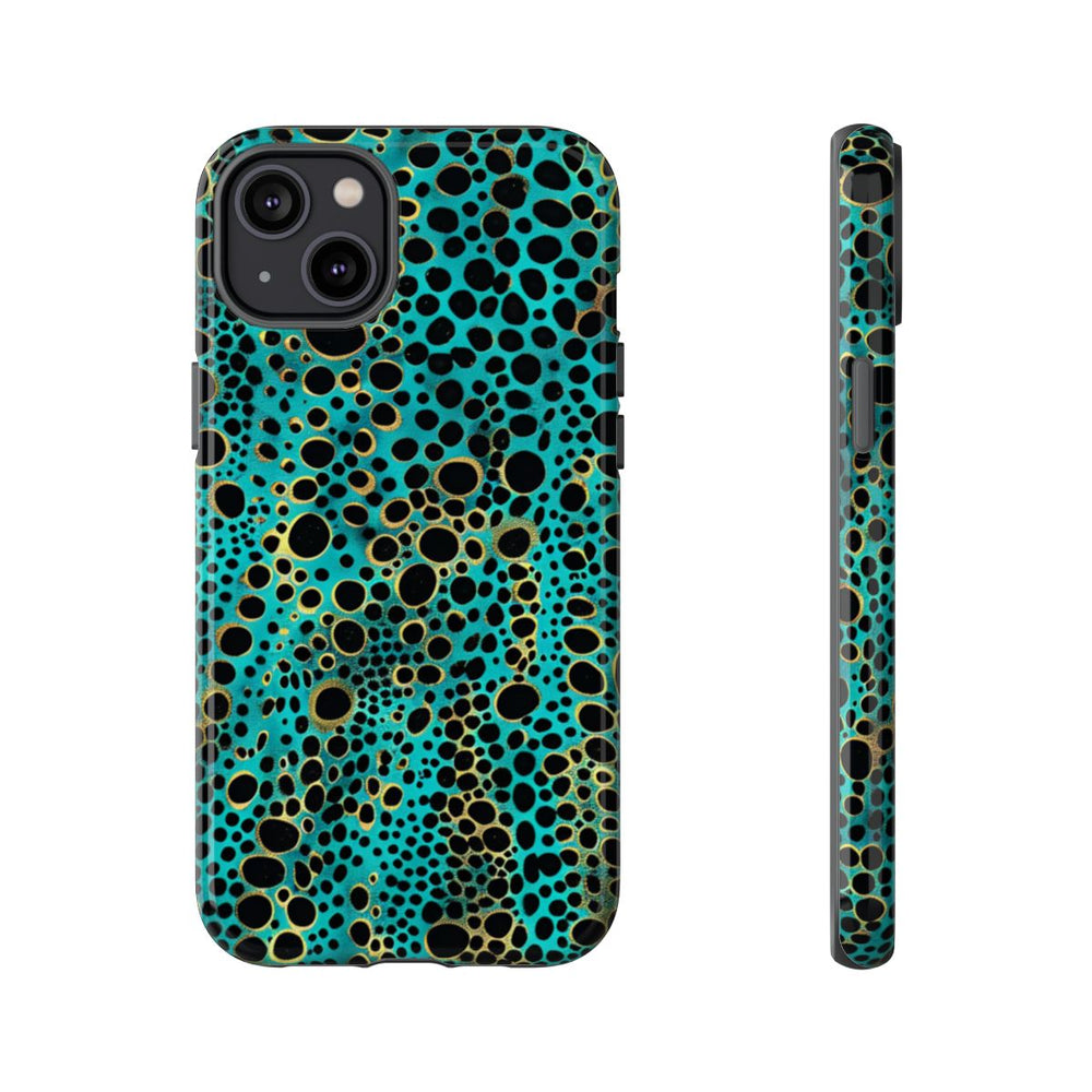 Turquoise en Zwart Abstract Stippenpatroon