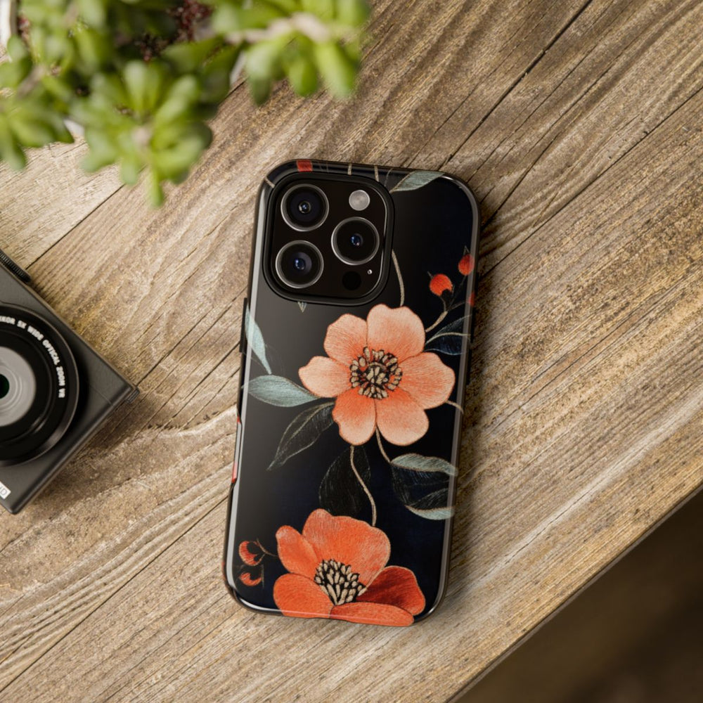 Oranje Geborduurd Bloemenpatroon