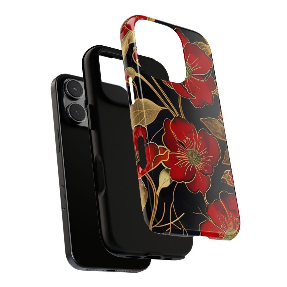 Rood-Gouden Bloemenpatroon
