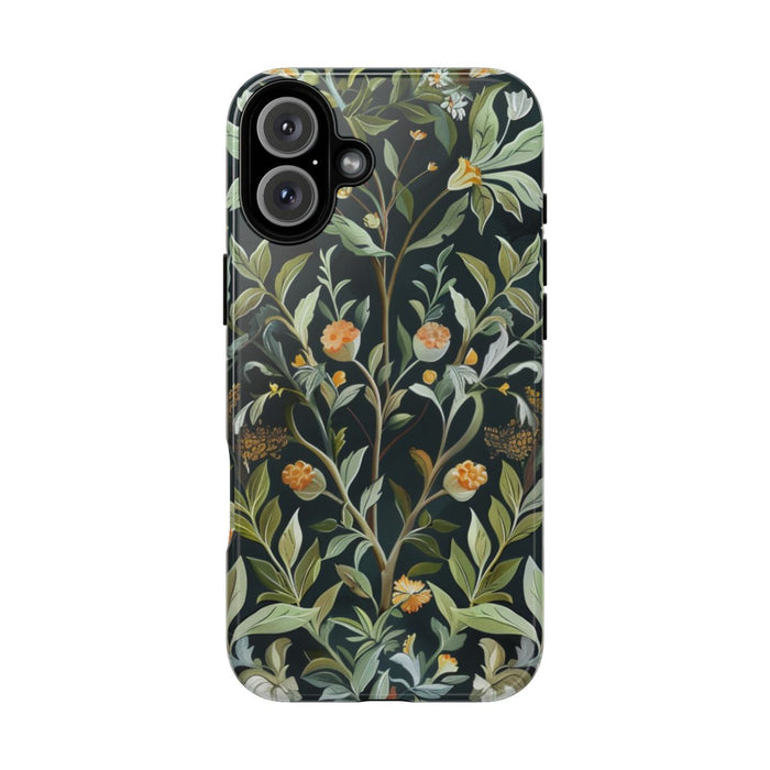 Gedetailleerde Botanische Illustratie met Oranje Bloemen