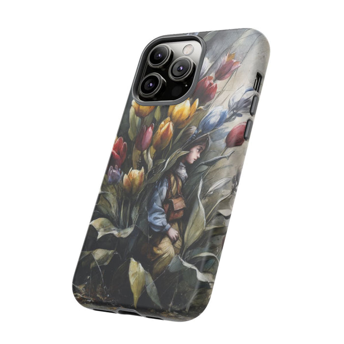Meisje Tussen Kleurrijke Tulpen