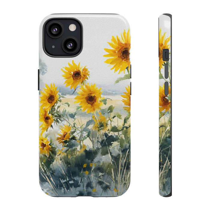 Gele Zonnebloemen in Pastelkleurig Landschap