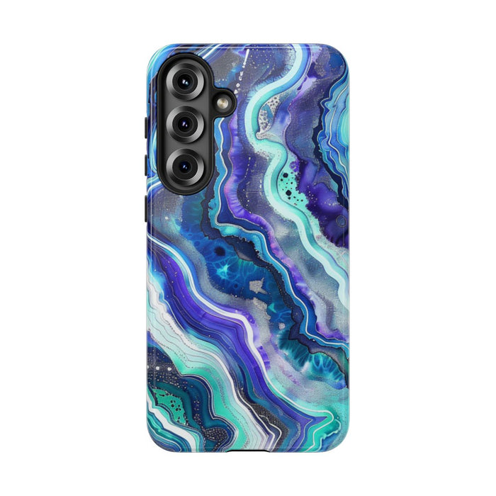 Blauw en Turquoise Geode Wervelpatroon