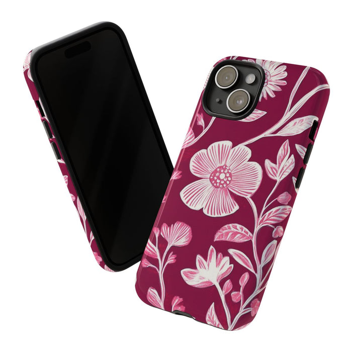 Roze en Witte Bloemenprint