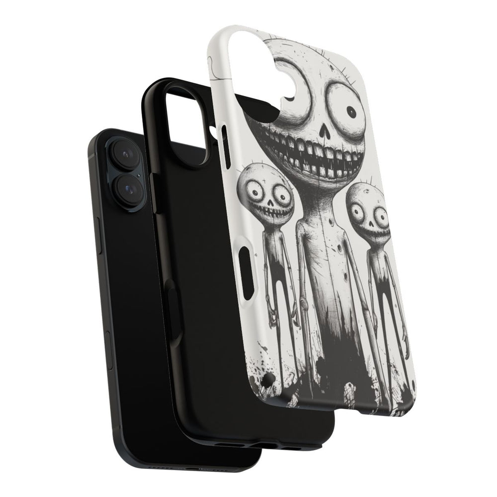 Drie Slijmerige Monsterfiguren in Lijntekening