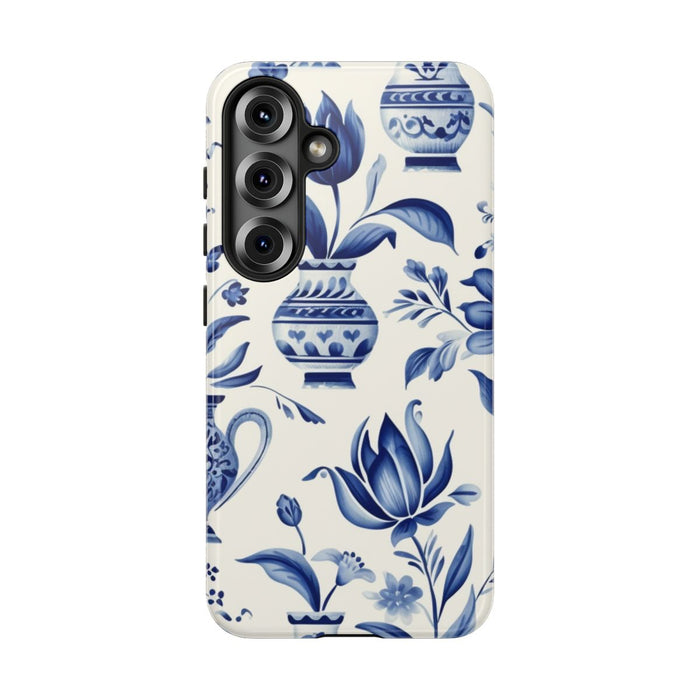 Blauw Bloemmotief met Delfts Vaaspatroon