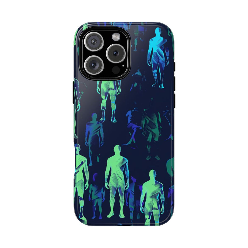 Blauw-Groene Neon Figurenpatroon