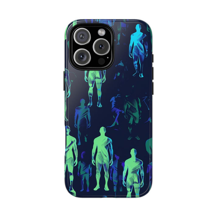 Blauw-Groene Neon Figurenpatroon