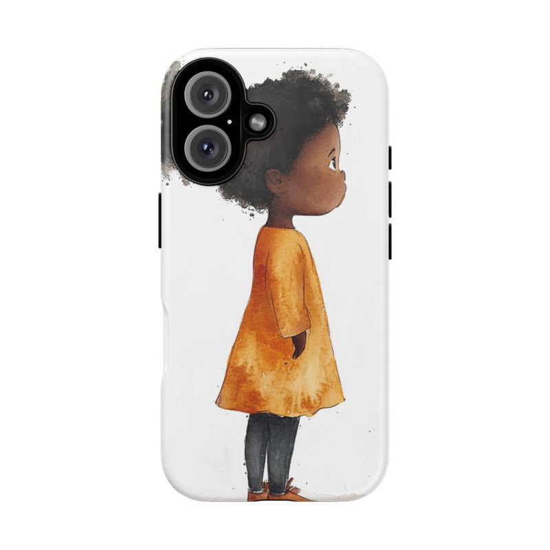 Minimalistische Aquarelmeisje met Oranje Jurk