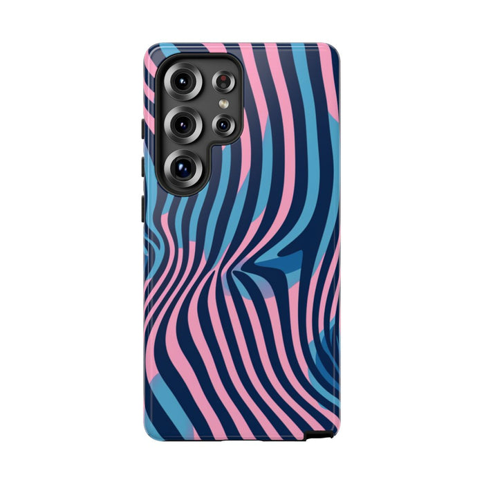 Golvend Blauw-Roze Optische Illusiepatroon