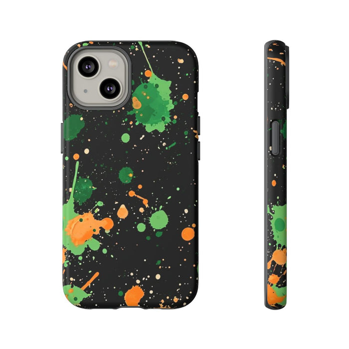 Groene en Oranje Verfspattenpatroon