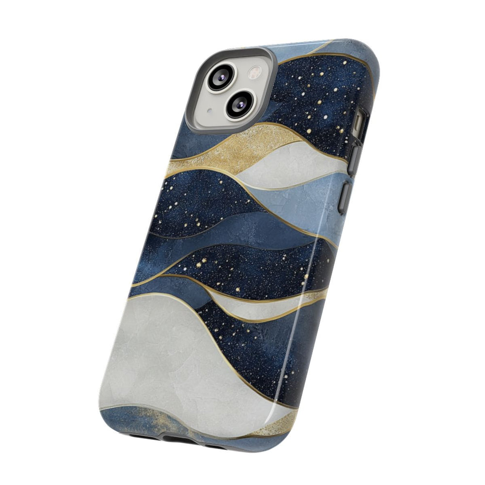 Abstract Blauw-Goud Golvenpatroon