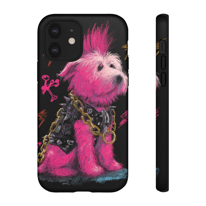 Punk Hond met Roze Hanenkam Illustratie