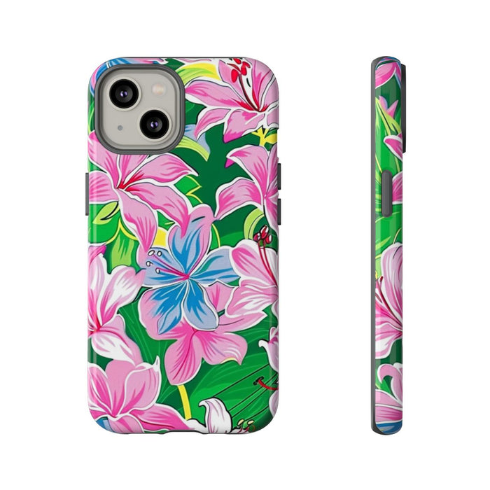 Roze en Blauwe Bloemenprint