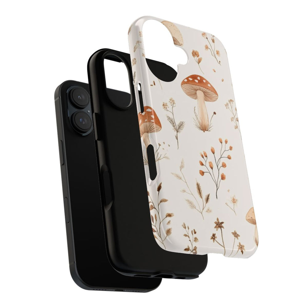 Bruine en Beige Paddenstoelen met Bloemrankenpatroon