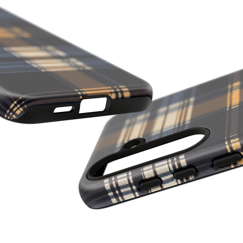 Caramel en Donkerblauw Geruit Patroon