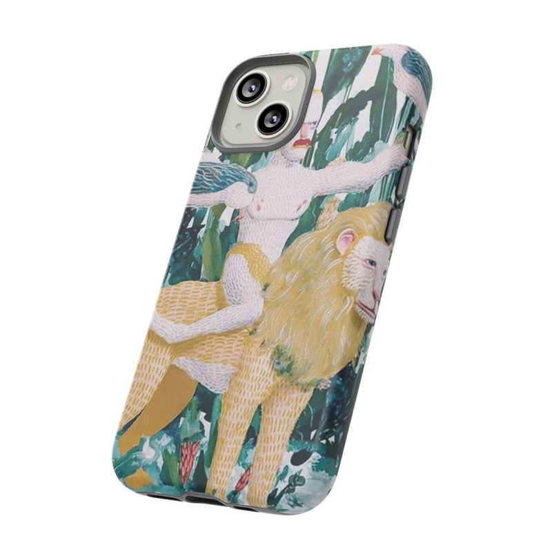 Surrealistische Man met Vogels op Leeuw