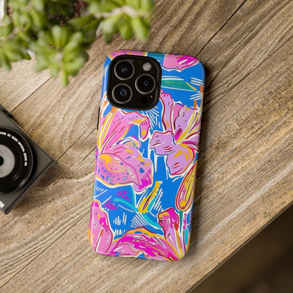Felroze en Gele Bloemenprint