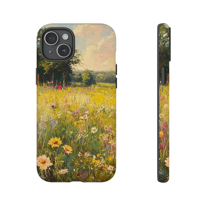 Zonnig Bloemenveld met Landschap