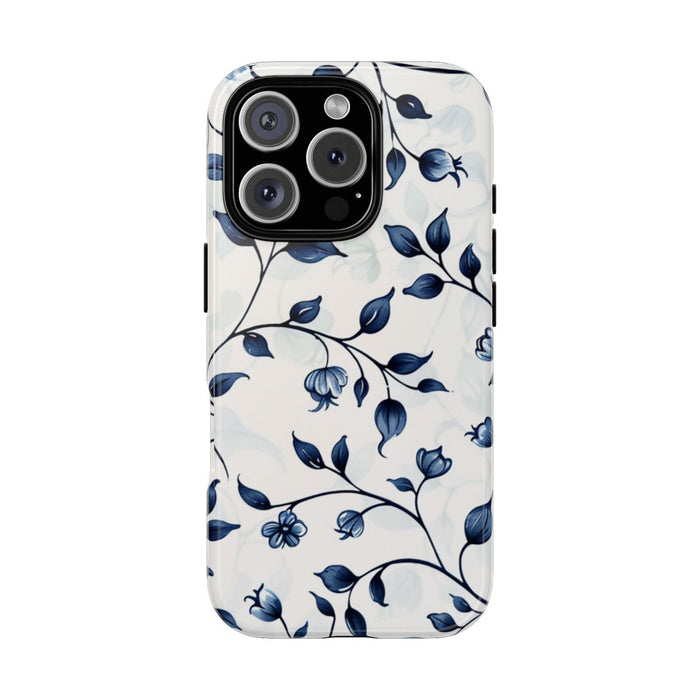 Blauw Bloemenrankenpatroon