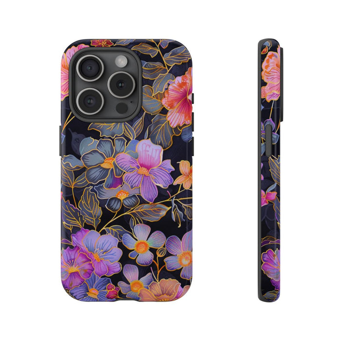 Levendig Bloemenpatroon op Glanzend Stevig Hoesje