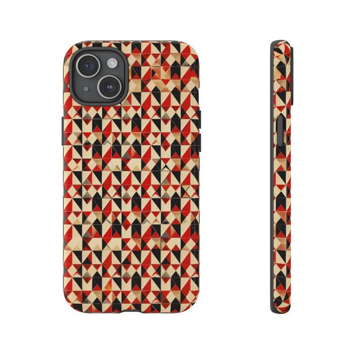 Geometrisch Abstract Patroon in Rood en Zwart