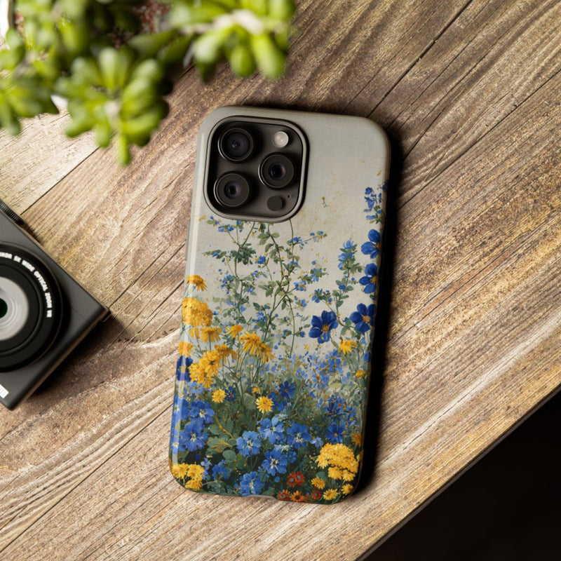 Blauwe en Gele Wilde Bloemen