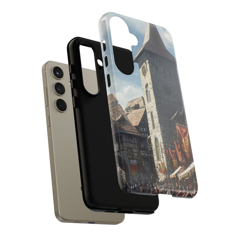 Middeleeuws Europees Dorpsstraat Tafereel