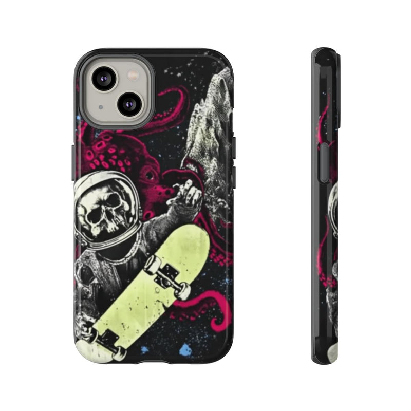 Schedel-Astronaut met Skateboard en Octopus