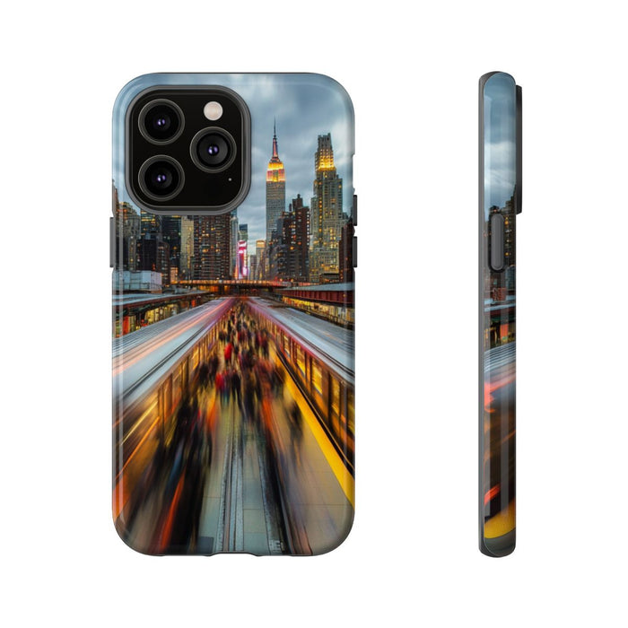 Stedelijke Skyline met Bewegende Metro