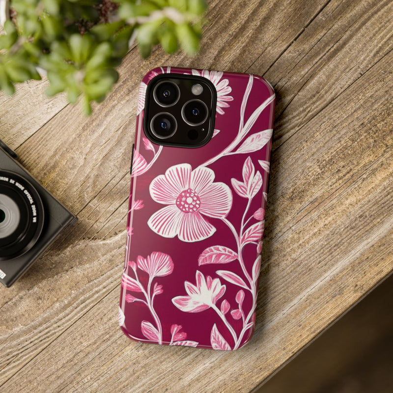 Roze en Witte Bloemenprint