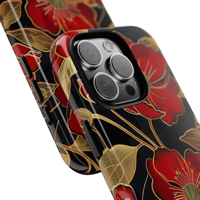 Rood-Gouden Bloemenpatroon