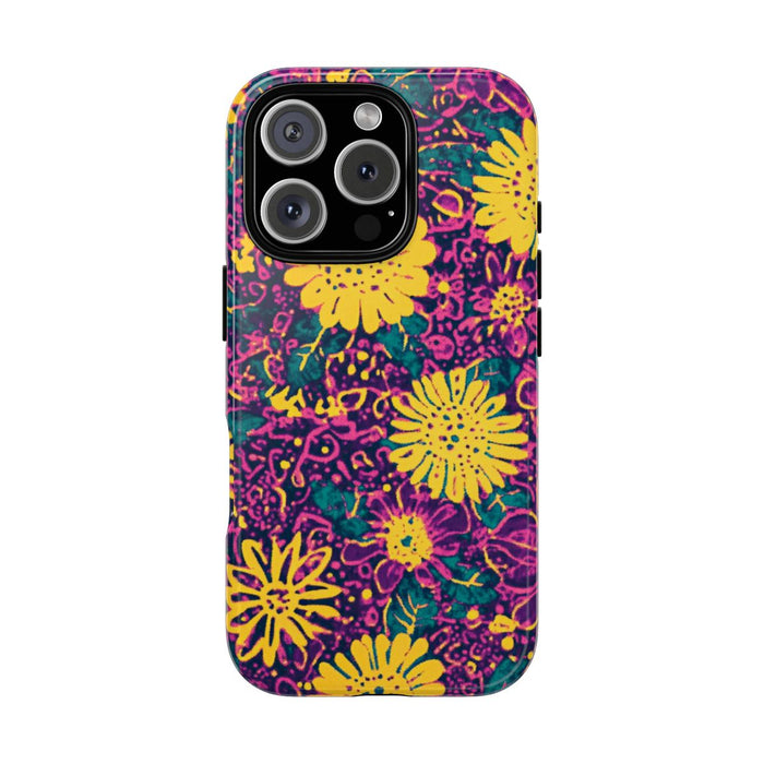 Gele en Paarse Bloemenprint