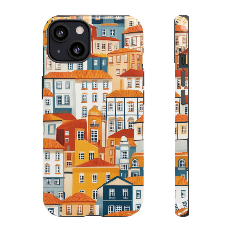 Kleurrijke Huisjespatroon met Glanzende Afwerking