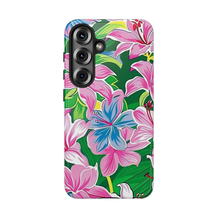 Roze en Blauwe Bloemenprint