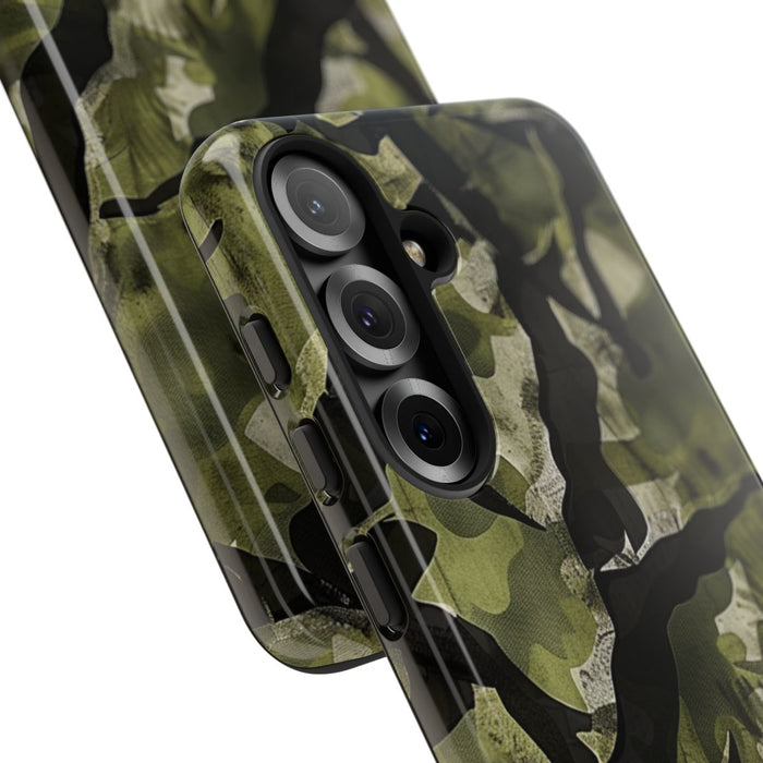 Groen Camouflagepatroon met Zwarte Abstracte Vormen