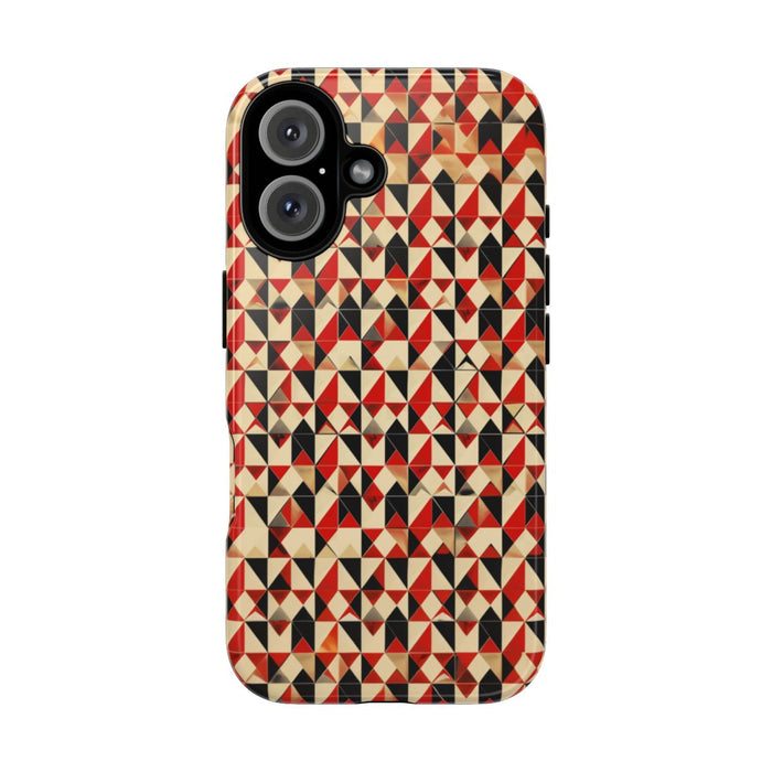 Geometrisch Abstract Patroon in Rood en Zwart
