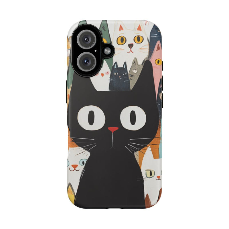 Vrolijke Cartoonkatten met Grote Zwarte Kat
