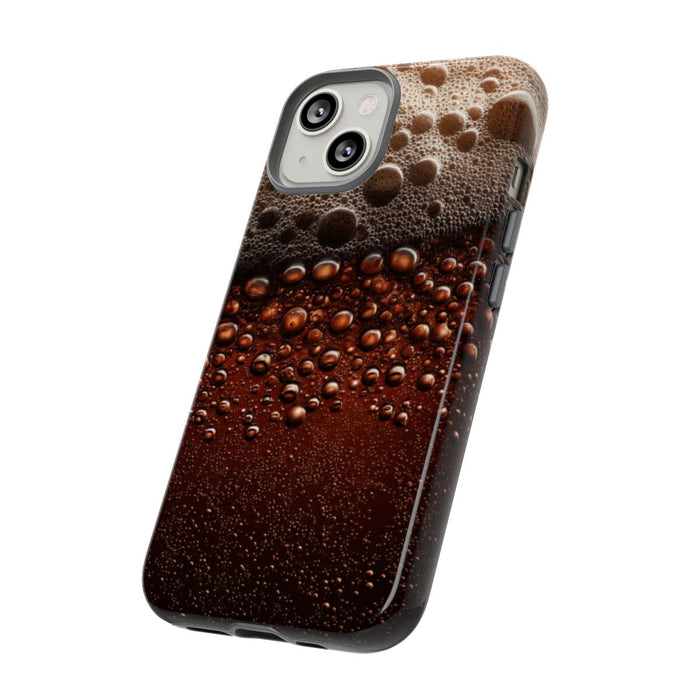 Close-Up Donkerbruine Bier Schuimtextuur