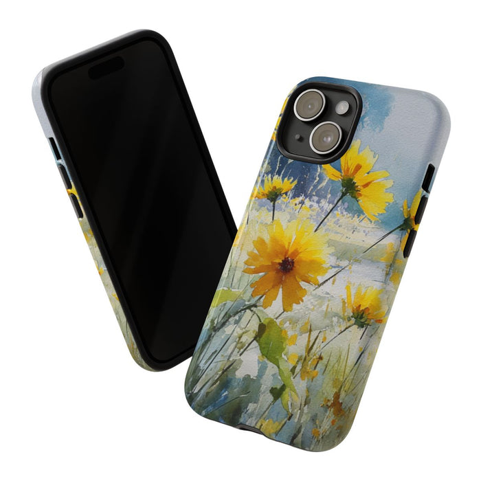 Gele Zonnebloemen in Pastelkleurig Landschap