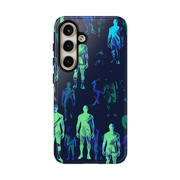 Blauw-Groene Neon Figurenpatroon