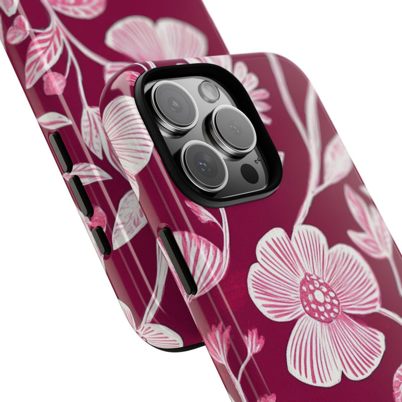 Roze en Witte Bloemenprint