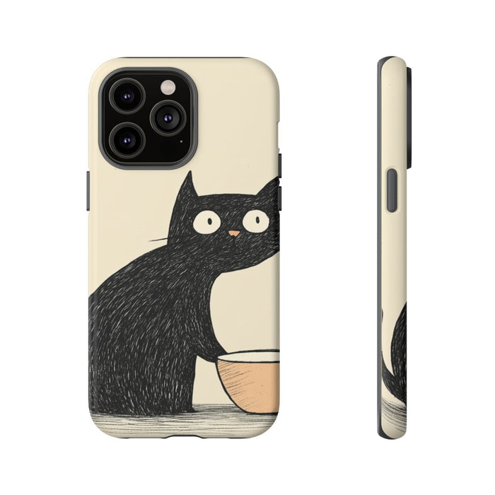 Zwarte Kat met Kom Illustratie