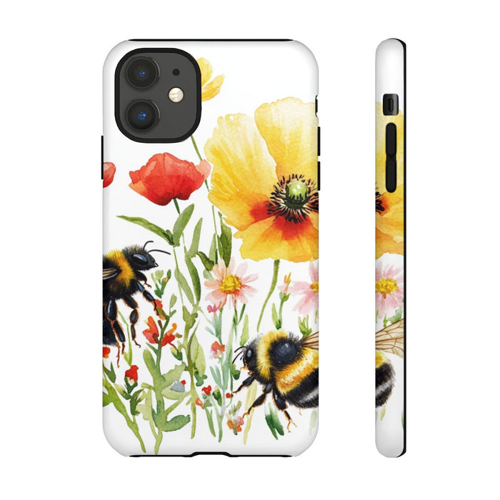 Aquarel Hommels en Wilde Bloemen