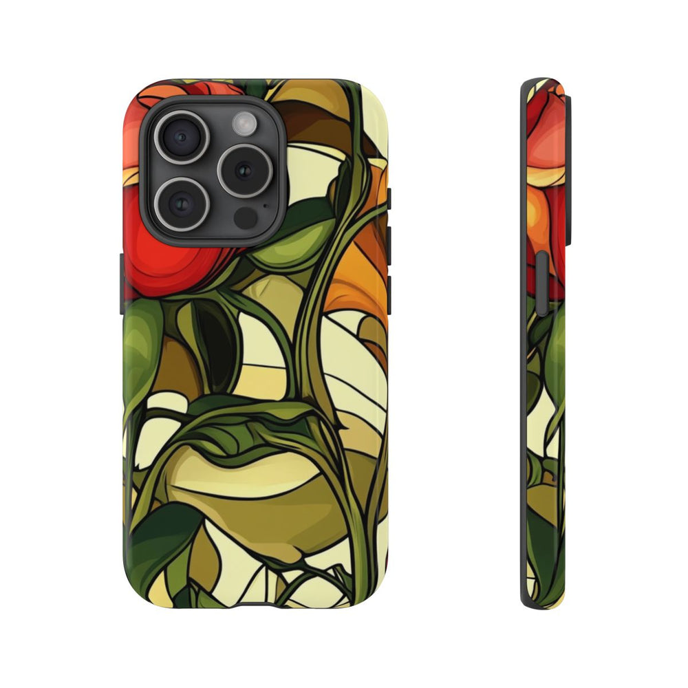 Rood-Oranje Art Nouveau Bloemmotief