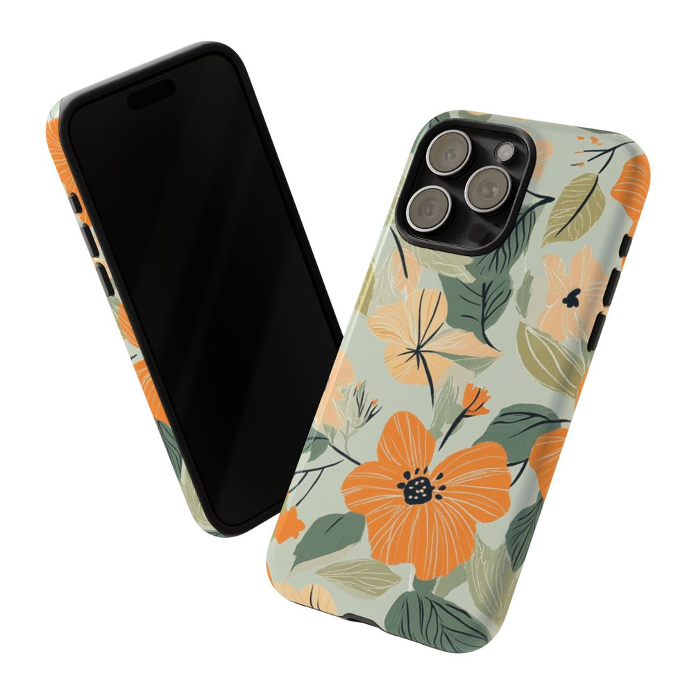 Oranje en Perzik Bloemenpatroon