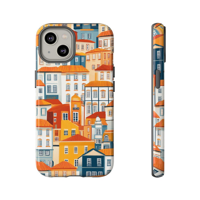 Kleurrijke Huisjespatroon met Glanzende Afwerking