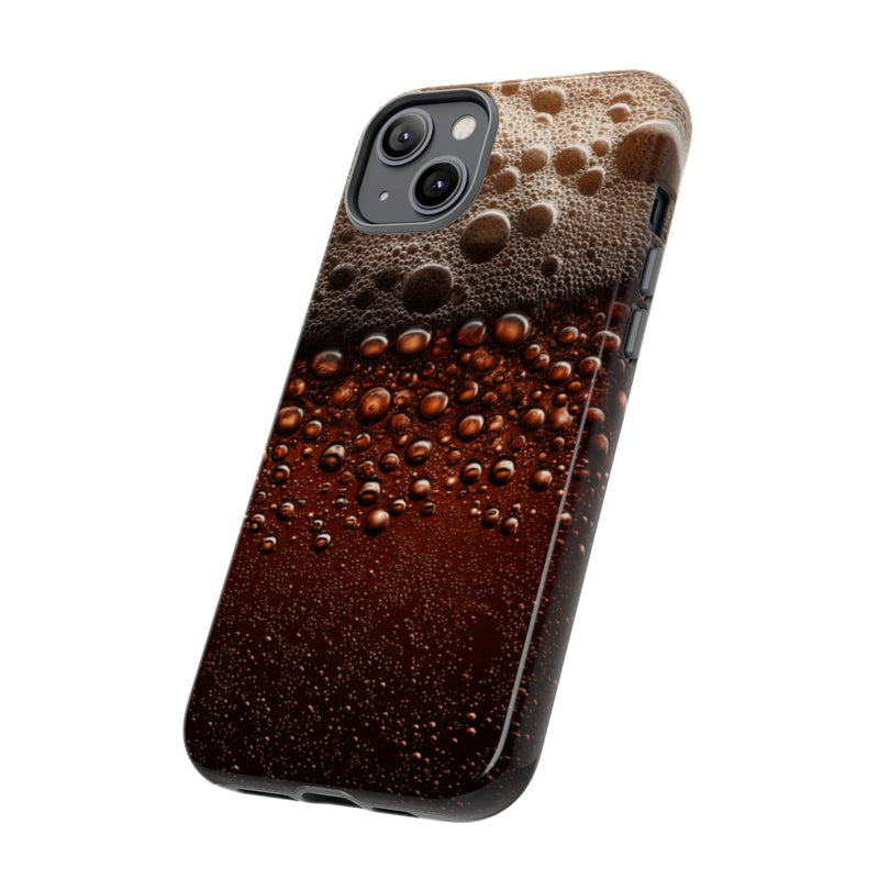 Close-Up Donkerbruine Bier Schuimtextuur