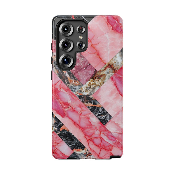 Roze en Zwart Geometrisch Marmerpatroon