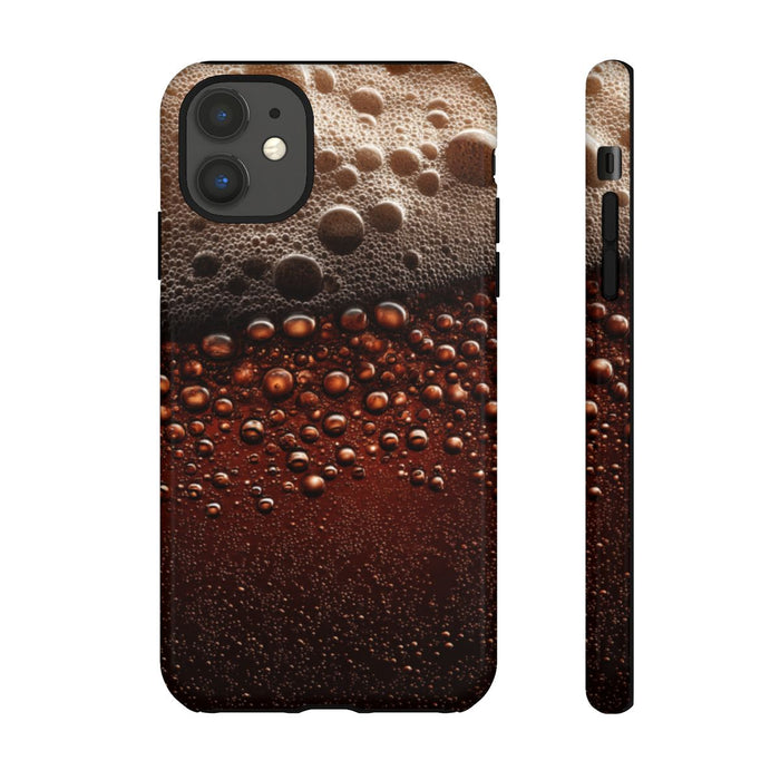 Close-Up Donkerbruine Bier Schuimtextuur